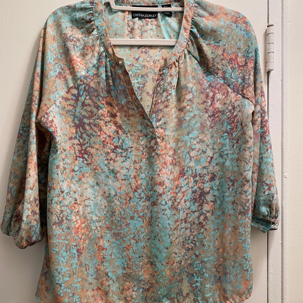 Cynthia Rowley Tunic Blouse Womens XS Beige White